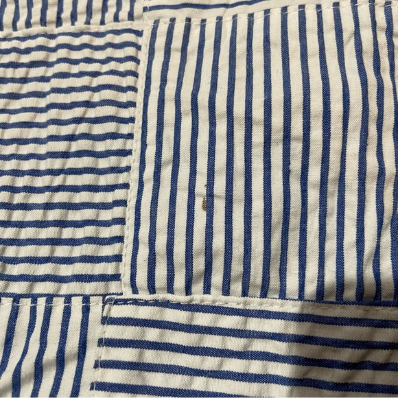 LL Bean Favorite Fit Blue Seersucker Patchwork 10” Inseam Shorts Women’s Size 18 - Picture 2 of 12